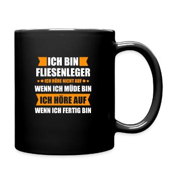 Fliesenleger Fliesen Bodenleger Geschenk - Tasse einfarbig - Schwarz - Rechts