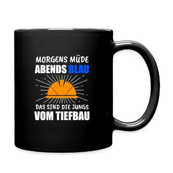 Tiefbau Tiefbauer Bauarbeiter Geschenk - Tasse einfarbig - Schwarz - Rechts