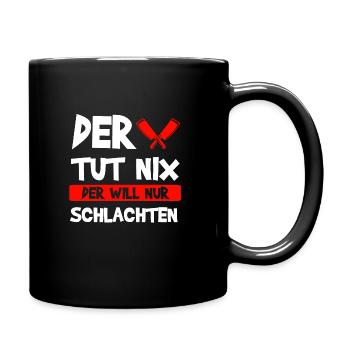 Fleischer Fleisch Metzger Geschenk - Tasse einfarbig - Schwarz - Rechts