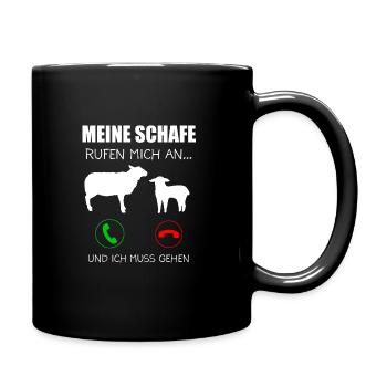 Schaf Schafe Schäfer Geschenk - Tasse einfarbig - Schwarz - Rechts