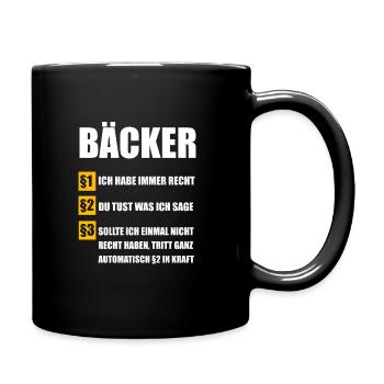 Bäcker Bäckerei Konditor Geschenk - Tasse einfarbig - Schwarz - Rechts