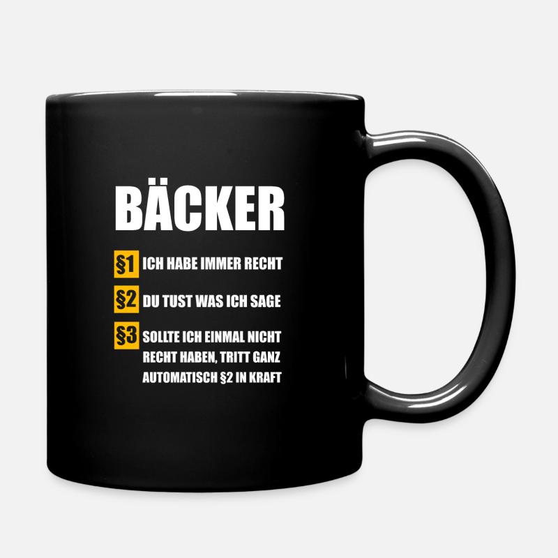 Bäcker Bäckerei Konditor Geschenk - Tasse einfarbig - Schwarz