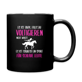 Voltigieren Voltigier Pferd Geschenk - Tasse einfarbig - Schwarz - Rechts