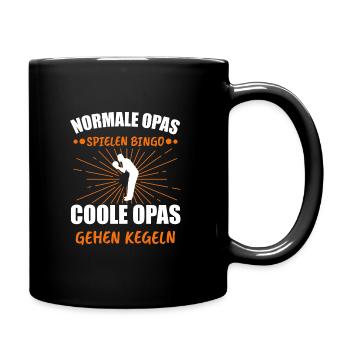 Kegler Opa Kegeln Kegelspieler Geschenk - Tasse einfarbig - Schwarz - Rechts