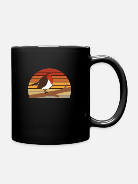 Rotkehlchen Vogel Vögel Geschenk - Tasse einfarbig - Schwarz