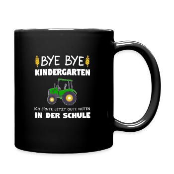 Bye Bye Kindergarten Schulkind Traktor Geschenk - Tasse einfarbig - Schwarz - Rechts