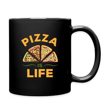 Pizza Is Life - Pizza - Tasse einfarbig - Schwarz - Rechts