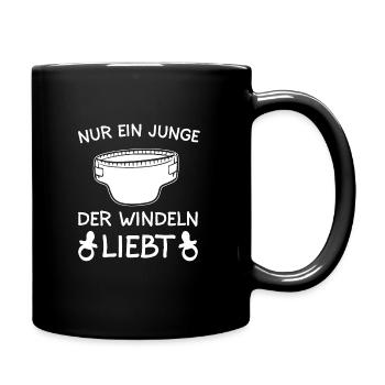 ABDL Adult Baby Windel Geschenk - Tasse einfarbig - Schwarz - Rechts