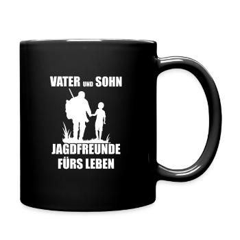 Jäger Papa Tochter Jagd Geschenk - Tasse einfarbig - Schwarz - Rechts