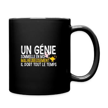 Un génie sommeille en moi malheureusement il dort - Mug uni - noir - Droite