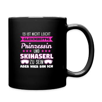Skihaserl Skihase Apres Ski Skihasen Geschenk - Tasse einfarbig - Schwarz - Rechts