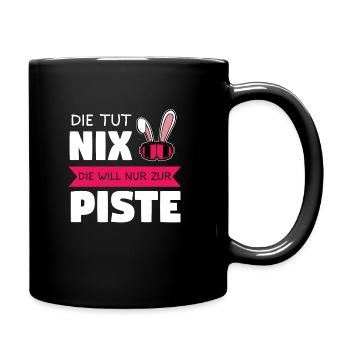 Skihase Piste Skihaserl Geschenk - Tasse einfarbig - Schwarz - Rechts