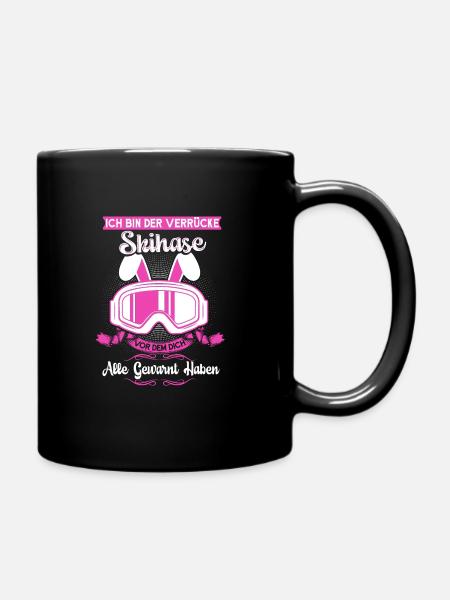 Skihase Skihaserl Skihäschen Geschenk - Tasse einfarbig - Schwarz
