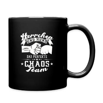 Herrchen und Hund Hunde Papa perfektes Team - Tasse einfarbig - Schwarz - Rechts