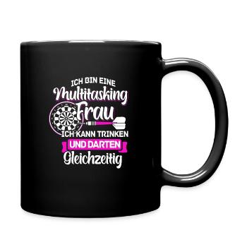 Dart Frauen Darts Dartspieler Geschenk - Tasse einfarbig - Schwarz - Rechts