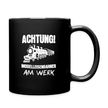Modelleisenbahn Modellbau Lokomotive Geschenk - Tasse einfarbig - Schwarz - Rechts
