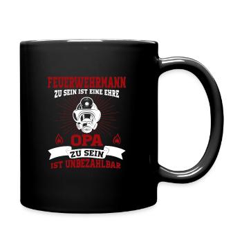 Feuerwehr Opa Feuerwehrmann Berufsfeuerwehr - Tasse einfarbig - Schwarz - Rechts