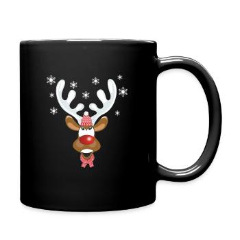 Renne Rudolf avec bonnet et écharpe, Rudolph - Mug uni - noir - Droite
