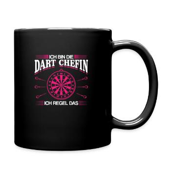 Dart Chefin Darts Darter Geschenk - Tasse einfarbig - Schwarz - Rechts