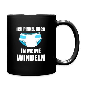ABDL Windel Diaper Geschenk - Tasse einfarbig - Schwarz - Rechts