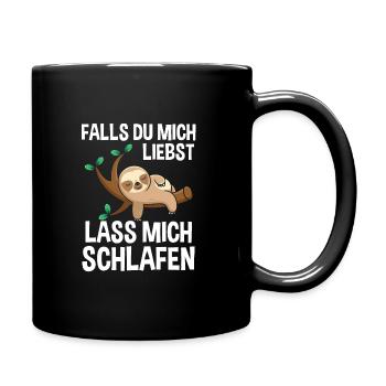 Schlafshirt Faultier Schlafanzug Geschenk - Tasse einfarbig - Schwarz - Rechts