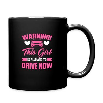 Driver's License Girl Driving Driver's License Gift - Full Colour Mug - black - Right