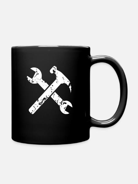 Werkzeug Hammer Schraubenschlüssel - Tasse einfarbig - Schwarz