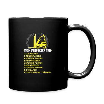 Stapler Gabelstapler Fahrer Geschenk - Tasse einfarbig - Schwarz - Rechts