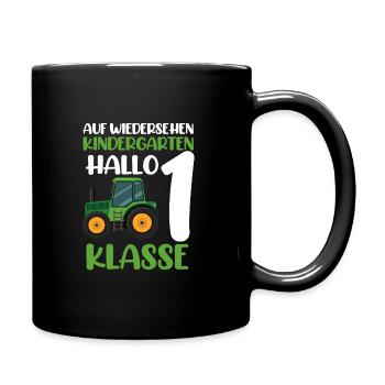 Schulkind Traktor Einschulung Geschenk - Tasse einfarbig - Schwarz - Rechts