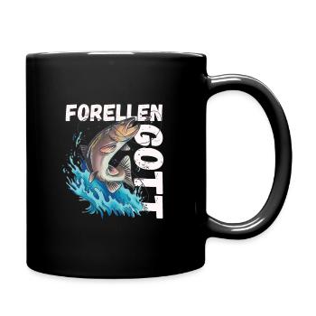 Forellen Gott - Tasse einfarbig - Schwarz - Rechts