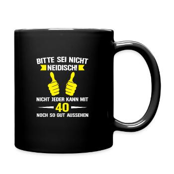 40. Geburtstag Mann 40 Jahre Frau Geschenk - Tasse einfarbig - Schwarz - Rechts