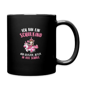 Schulanfang Einhorn Meerjungfrau Geschenk - Tasse einfarbig - Schwarz - Rechts