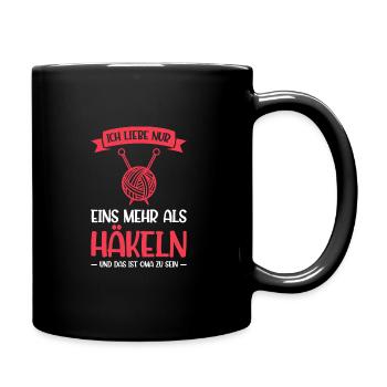 Häkeln Oma Handarbeit Geschenk - Tasse einfarbig - Schwarz - Rechts