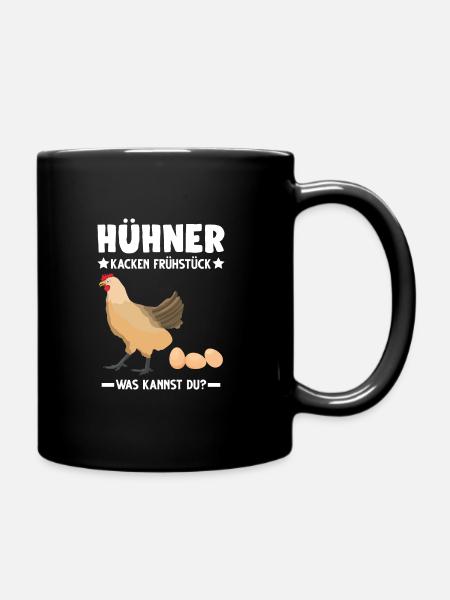 Huhn Hühner Bauer Geschenk - Tasse einfarbig - Schwarz