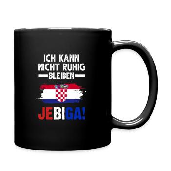 Jebiga Kroatischer Spruch Kroatische Flagge - Tasse einfarbig - Schwarz - Rechts