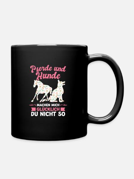 Pferd Hund Hundeliebhaber Geschenk - Tasse einfarbig - Schwarz