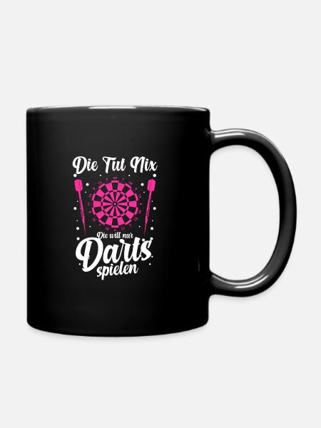 Darts Dartfan Dartsport Geschenk - Tasse einfarbig - Schwarz
