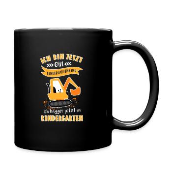 Kindergartenanfänger Kindergartenkind Bagger - Tasse einfarbig - Schwarz - Rechts