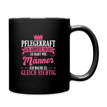 Pflegekraft Pflegepersonal Pflegekräfte Geschenk - Tasse einfarbig - Schwarz - Rechts