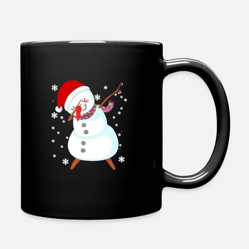 Schneemann Dabbing Weihnachtsgeschenk - Tasse einfarbig - Schwarz