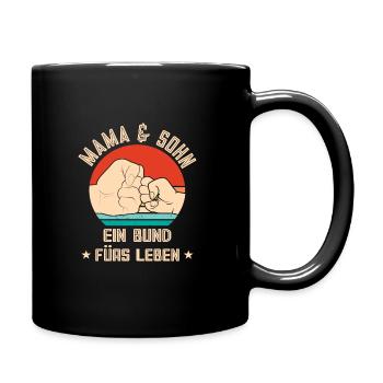 Mama Mutter Sohn Geschenk - Tasse einfarbig - Schwarz - Rechts