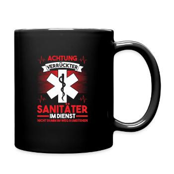 Sanitäter Sanitätsdienst Rettungshelfer Geschenk - Tasse einfarbig - Schwarz - Rechts