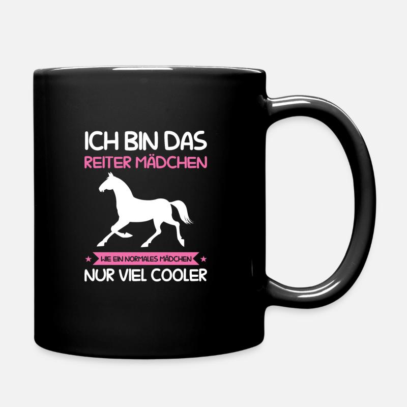 Reiter Mädchen Reiterin Reiten Geschenk - Tasse einfarbig - Schwarz