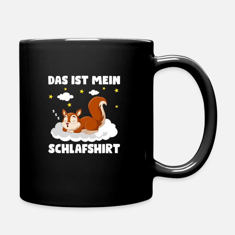 Schlafanzug Eichhörnchen Schlafshirt Geschenk - Tasse einfarbig - Schwarz
