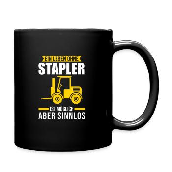 Stapler Staplerfahrer Gabelstapler Geschenk - Tasse einfarbig - Schwarz - Rechts