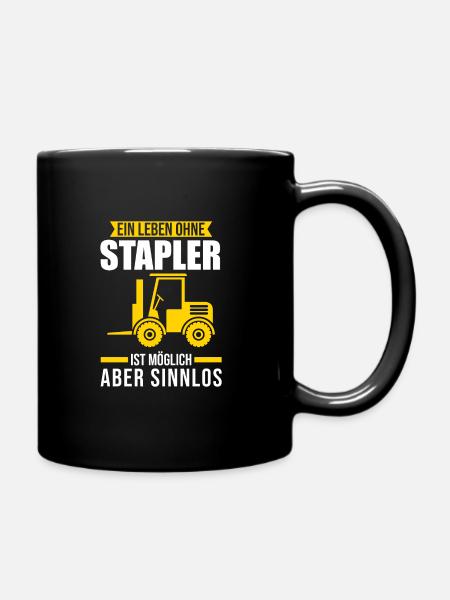 Stapler Staplerfahrer Gabelstapler Geschenk - Tasse einfarbig - Schwarz
