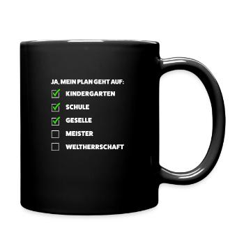 Geselle Prüfung Gesellenbrief Geschenk - Tasse einfarbig - Schwarz - Rechts