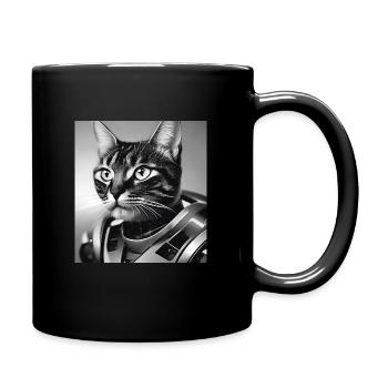 Katze im Raumanzug - Tasse einfarbig - Schwarz - Rechts