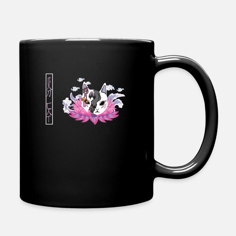 Japanese evil cat - Full Colour Mug - black