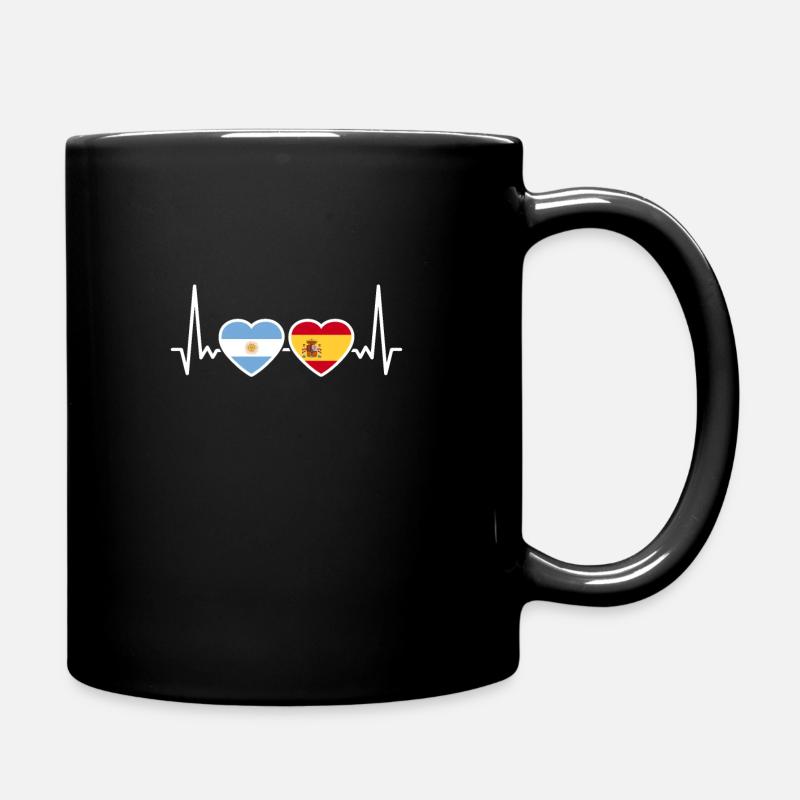 Argentine Espagne Heartbeat Flag Argentine - Mug uni - noir